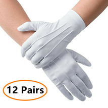 12 Pairs Marching Formal Honor Guard Parade Band Mittens White Working Gloves - £10.88 GBP