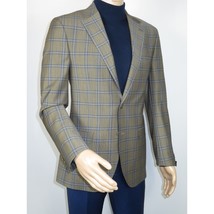 Men's Mono Turkey Sport Coat 100% Super 180s Wool 1480-02 Tan Blue Plaid image 2