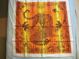 Hermes Bufanda Selva Amor Por Robert Dallet 90CM Seda Naranja Carre Leopardo - £572.05 GBP