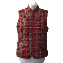 Appleseed Berkshire Quilted Vest Womens Large Red Tartan Plaid - £31.89 GBP