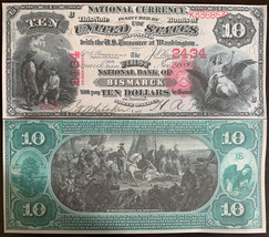 Reproduction $10 National Bank Note 1875 1st Nat Bank Bismarck, ND Copy USA - $3.99