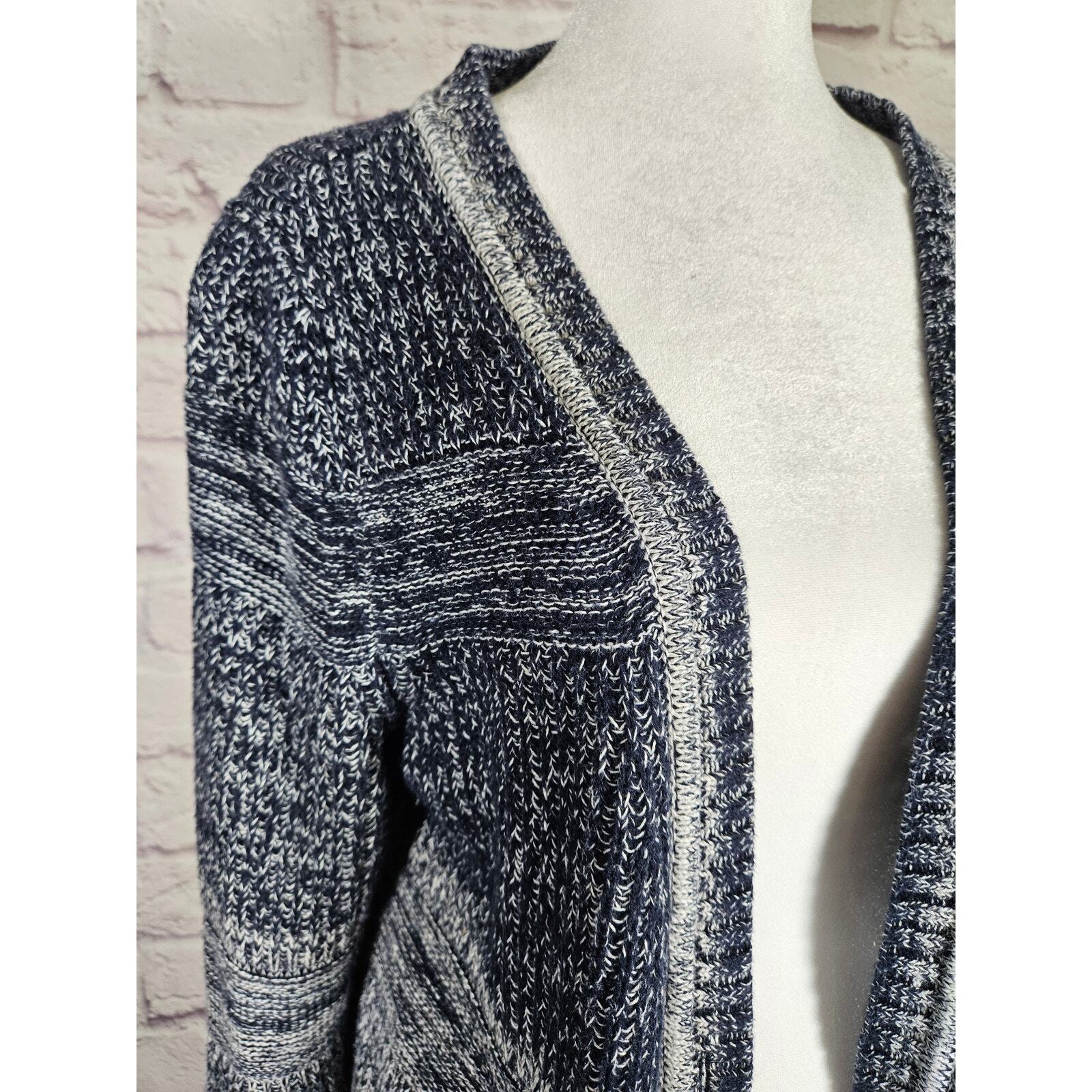 Eddie Bauer Women's Cardigan Sweater Large Gray White Ombre Blend Item image 4