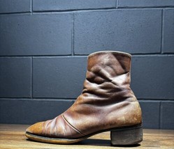 Vintage Roblee Brown Leather Square Toe Ankle Zip Boots Men’s 10 D - $49.96