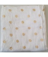 Nate Berkus Cotton Muslin Baby Swaddle Blanket Gold White Polka Dot - $39.59