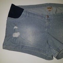 NEW Indigo Blue White Striped Maternity Shorts Size XL Short Booty Distr... - $29.65