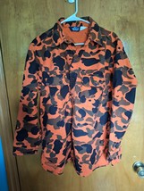 Vintage Woolrich ORANGE Camo Button Down Long Sleeve Shirt Large Made in USA - £35.52 GBP