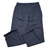 Jos A Bank Pants Mens Navy Blue High Rise Solid Pleated Straight Slacks - £19.45 GBP