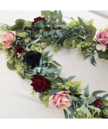 6 feet artificial burgundy rose blush flower Eucalyptus Garland, Wedding... - $825.48 MXN