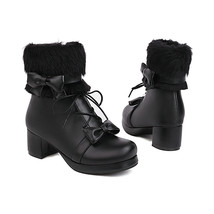 Anese lolita boots fluffy round toe kawaii anime cosplay women shoes lolita ankle boots thumb200