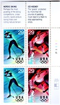  Winter Olympics Stamps - Plate Block of 4 stamps, Nordic Skiing &amp; Ice H... - £3.12 GBP