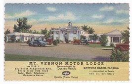 Mt Vernon Motor Lodge Daytona Beach FL linen postcard - $3.96