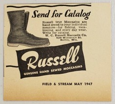 1947 Print Ad Russell Boots Genuine Hand Sewed Moccasins Berlin,Wisconsin - $9.29