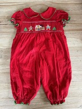 Mom &amp; Me Smocked Christmas Romper/Bubble 2T Corduroy Red - $22.00