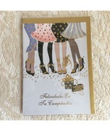 Spanish Happy Birthday Card Felicidades En Tu Cumpleanos Tarjeta Shoes Gold - £3.20 GBP