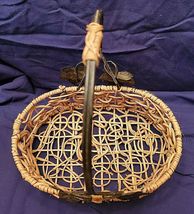 OVAL BASKET - METAL HANDLE WITH LEAVES 9" TALL image 2