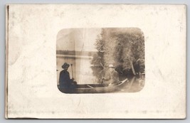 RPPC Crandon WI Wisconsin Two Men in Rowboat 1909 to Saxon Postcard H26 - £10.23 GBP