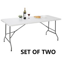 2X 6&#39; Folding Table Portable Plastic Indoor Outdoor Picnic Camp Dining White - £136.81 GBP