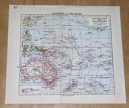 1938 Original Vintage Map Of Australia Oc EAN Ia / Verso South America Antarctica - $27.08