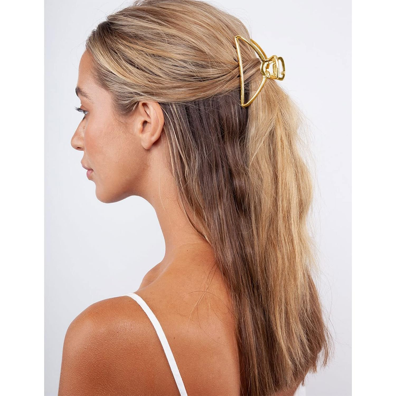 4 Pack Large Gold Hair Claw Clips for Women Thick Hair, French Design Metal Cros Item image 3