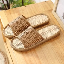 Summer Bamboo Woven Rattan and Grass Lovers Straw Mat Slippers Indoor Wooden Flo - £36.88 GBP