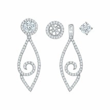 0.75Ct Simulated Diamond Drop Jacket Earrings With 14K White Gold Plated Silver - £44.20 GBP