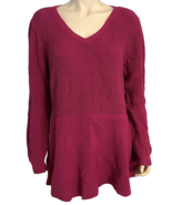 Girl With Curves Women&#39;s Rib Knit Sweater with Peplum Magenta XL - €12,26 EUR