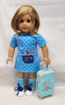 Doll Travel Set Blue Girl Suitcase Pajamas Socks Shoes Fit 18&quot; Dolls 4PC Clothes - £12.56 GBP