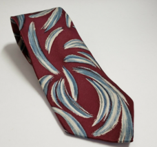 Pierre Cardin Mens Necktie Red Gray Brush strokes 100% Silk Wide 4 x60&quot; Tie - £7.87 GBP