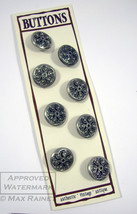 8 Round Fancy Filigree Metal BUTTONS Vintage 3/4&quot; w card paisley swirls coat - £25.28 GBP