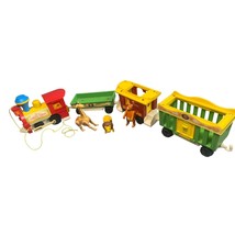 Vintage Fisher-Price Circus Train Set with Bear Lion Giraffe Animals 1973 - $38.48