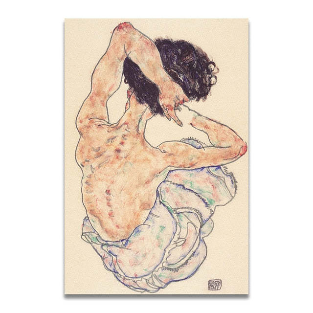 Egon Schiele Body Color Delineation Sketch Figure Wall Pictures HQ Canvas Print Item image 2
