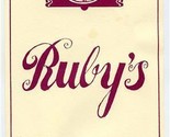 Ruby&#39;s Menu Holiday Inn Livingston New Jersey 1980 - $17.82