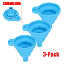 3X Silicone Funnel Collapsible Foldable Heat Resistant Oil Water Liquid Hopper - £17.57 GBP