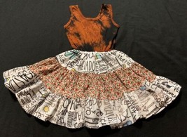Girls Handmade UpCycled Fabric Tie Dye Tank Top Fit and Flare Dress Size 5/6 - £7.97 GBP