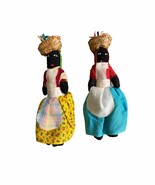 Vintage Jamaican Folk Art Rag dolls Lot of 2- 9&quot; Cloth doll - $29.57
