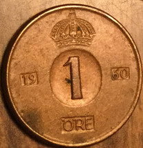 1960 Sweden 1 Ore Coin - £1.20 GBP