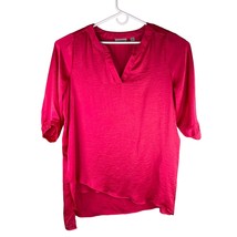 Avenue Silky Blouse Top Fuchsia 22/24 Hi-Lo 3/4 Sleeves - £18.68 GBP