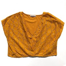 Zara Trafaluc crop top size S Small eyelet V neck marigold mustard yello... - $11.99