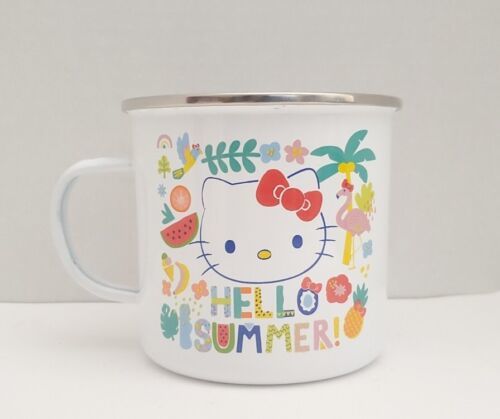 Silver Buffalo Sanrio Hello Kitty Summer Tropical Enamel Camper Mug Hello Summer - $19.79