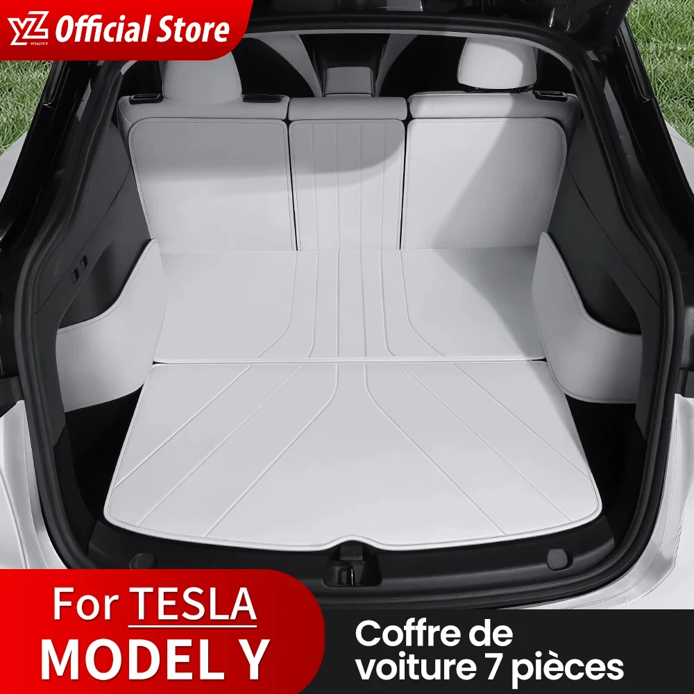 YZ For Tesla Model Y Leather Trunk Mats Fully Surrounded Waterproof Non-Slip - £260.80 GBP