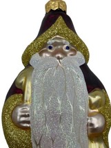Patricia Breen Woodland Santa Bordeaux Red Christmas Tree Holiday Ornament 6&quot; - £33.49 GBP