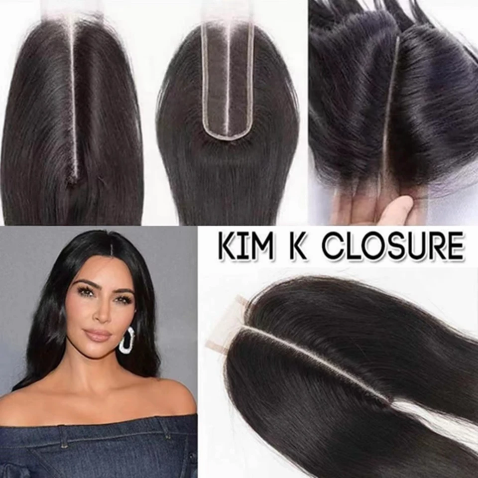 Zilian hair kim k closure straight human hair 2x6 lace closure only middle part natural thumb200