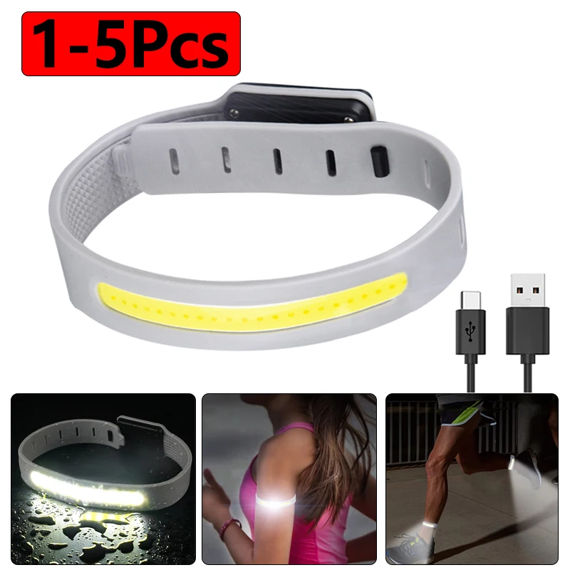 1-5Pcs LED Sports Slap Wrist Strap Flash Bracelet Running Armband Cycling COB - £10.33 GBP+