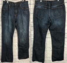 GAP Mens 36x34 Blue Denim Jeans Bootcut 100% Cotton Distressed - £12.37 GBP