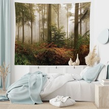 Forest Tapestry, Mystic Dark Fog Atmosphere Deep In The Forest Woodland Nobody S - £28.96 GBP