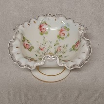Fenton Silvercrest Charleston Footed Compote Bowl Hand Painted Floral - £33.78 GBP
