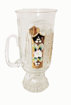 Bohemian Crystal Irish Coffee Mug Gilt Panels w/Raised Painted Flowers 5.5&quot;H 6oz - £17.68 GBP