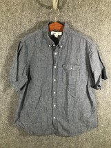 Old Navy Men&#39;s Button Up 2XL Blue/Gray Short Sleeve Slim Fit Casual Plaid - £9.10 GBP