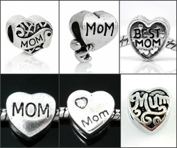Best Mom Mum Heart European Large Hole Bead For Charm Bracelets Mother Day C1 - £2.40 GBP