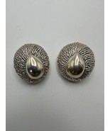  Intake Sterling Silver 3d Clip Textured Geometric Earrings 3.4cm - £23.35 GBP